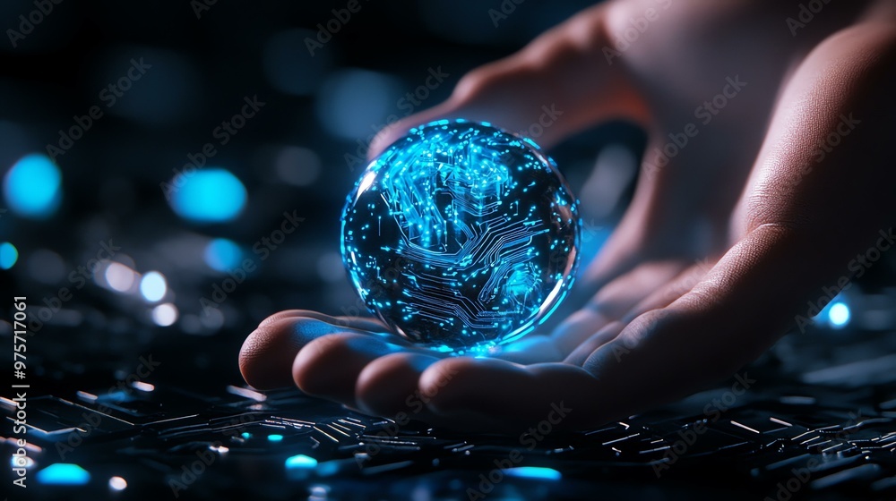 Poster quantum computing lab, advanced technology environment, financial modeling applications, sleek desig