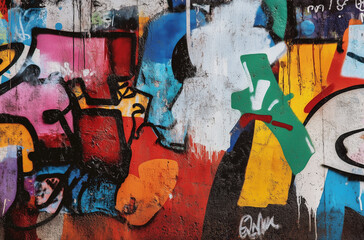 Obraz premium Street Art Explosion: Graffiti Wall with Vibrant Urban Vibe