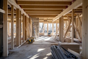 Fototapeta premium Expertise in architectural home construction site photography capturing skilled craftsmanship