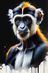 Obraz premium A colorful artistic rendition of a Zanzibar red colobus monkey