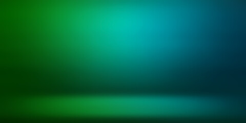 studio room background in gradient green, blue, black neon light use as background. empty backdrop for design or product display. space for selling products. abstract wallpaper wall and floor.