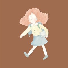 Cute child walking illustration