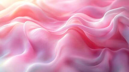 Fototapeta premium Showcases a close-up view of soft, flowing pink silk fabric with delicate folds and a gentle sheen