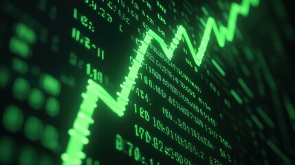 Fototapeta premium Green Upward Trend on Stock Market Display