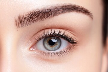 Fototapeta premium Woman with perfect eyebrows and professional makeup is posing