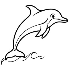 Dolphin leaping out of the water, with clean, smooth curves vector