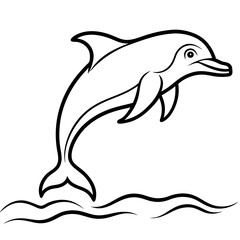 Dolphin leaping out of the water, with clean, smooth curves vector