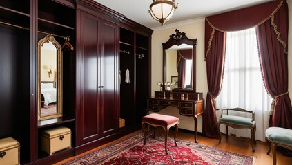 Designing a dressing room in a Classic style, Dressing room model.