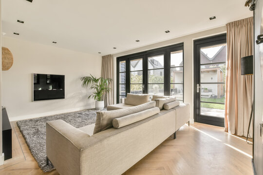 Elegant modern living room with natural light