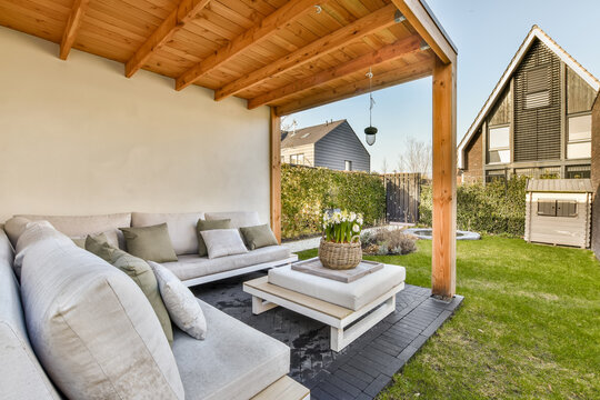 Cozy outdoor living space in a modern backyard