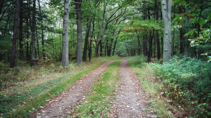 Fototapeta premium Forest Path Winding Through Lush Greenery