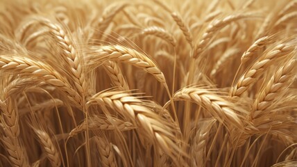 Golden Wheat Stalks Closeup Harvest Season
