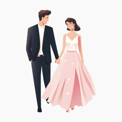 Elegant couple wedding illustration