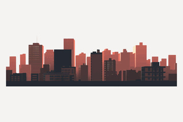 Naklejka premium Urban skyline silhouette at sunset