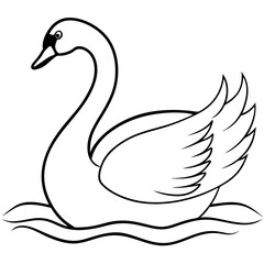 Graceful swan with long, flowing neck and wings in a serene lake setting vector