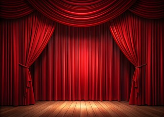 Red curtain on theater or cinema stage 