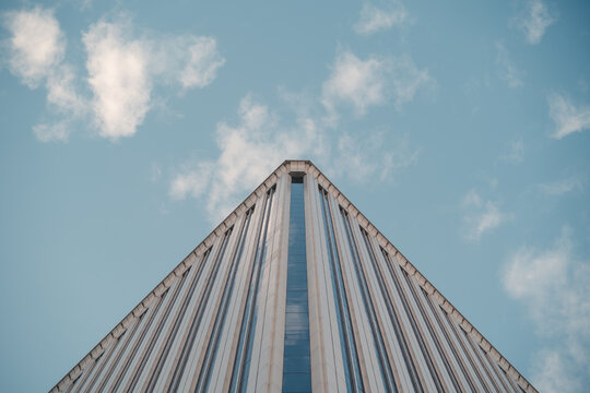 Modern architecture of an AZCA building in Madrid