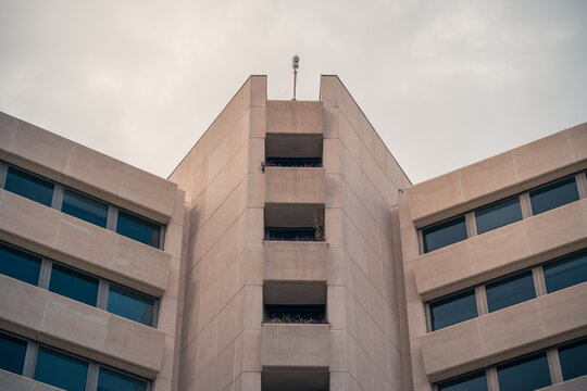 Modern architecture of AZCA complex, Madrid