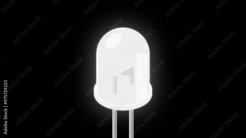 Poster white led isometric animation. led semiconductor composition. light emitting diode. electronic compo
