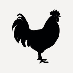 Silhouette rooster farm animal illustration