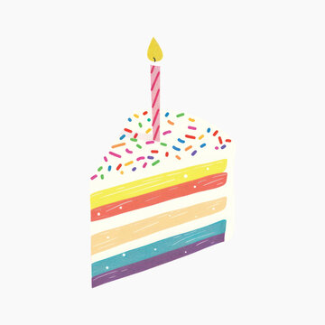 Colorful birthday cake slice