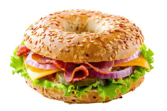 bagel sandwich isolated on white or transparent png