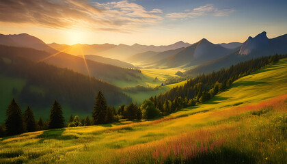  Mountain valley during sunrise, showcasing the natural beauty of a summer landscape in Slov_1(720)