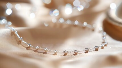A delicate silver anklet