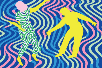 Vibrant abstract dancing figures
