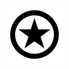 Black star with circle icon silhouette vector illustration design on white background.