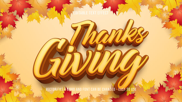 Thanksgiving text effect, november holiday editable text effect