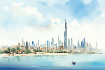 Obraz premium Modern skyline with waterfront view