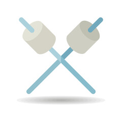 Marshmallow on wooden stick vector isolated icon