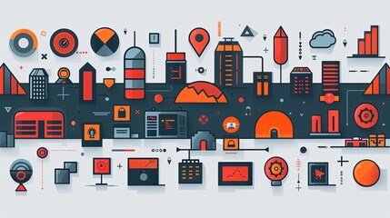 Business topics, company - modern outlined flat vector concept illustrations set, corporate Memphis style Business metaphor