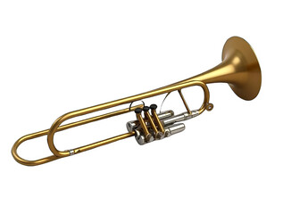Obraz premium Shiny Brass Trumpet Instrument Isolated on Transparent Background Cutout, PNG File