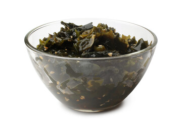 Wakame salad in glass bowl