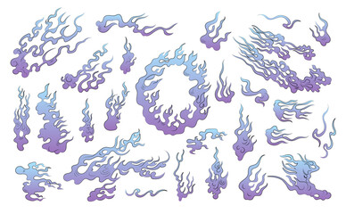 青い鬼火、火の玉のベクターイラスト