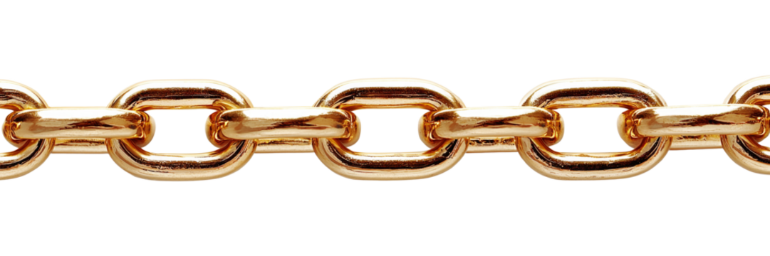 A golden chain isolated on transparent background.