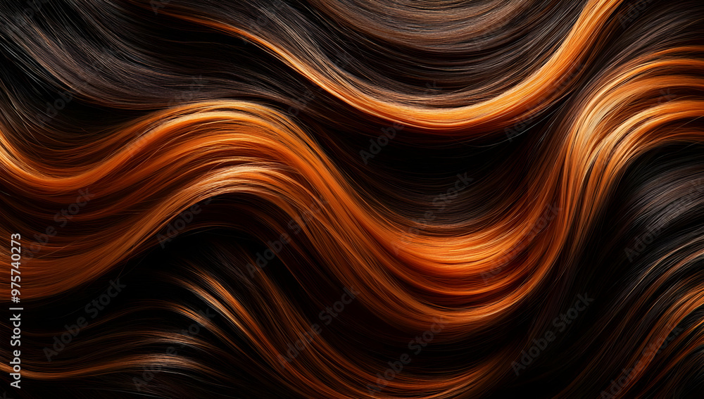 Poster a mesmerizing abstract background featuring flowing strands of orange and black, perfect for artisti