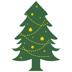 Christmas Tree Illustration with Flat Cartoon Design. Isolated Vector.