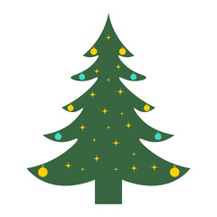 Christmas Tree Illustration with Flat Cartoon Design. Isolated Vector.
