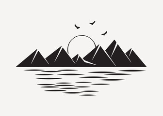 Minimalist mountain landscape silhouette