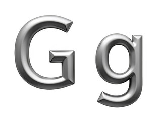 Elegant 3D Silver Letters Gg with Transparent Background Cutout, PNG File for Sophisticated Design Projects
