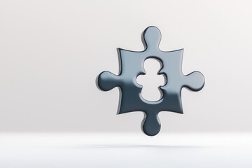 Obraz premium A 3D puzzle piece floating in mid-air, shiny and reflective surface, isolated on white background
