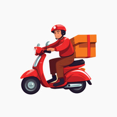 Cartoon delivery scooter rider