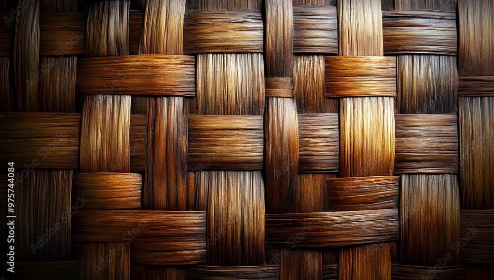 Poster a close-up view of an intricate woven texture showcasing rich colors and patterns, ideal for backgro