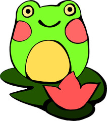 frog on a water lily. color illustration