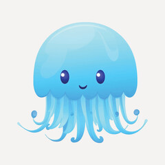 Cute blue cartoon jellyfish