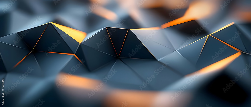 Poster abstract geometric background with highlighted triangular shapes in dark tones, creating depth and v