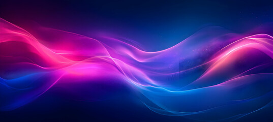 Obraz premium Vibrant abstract waves of pink and blue light flow harmoniously against a dark background, creating a captivating visual experience.